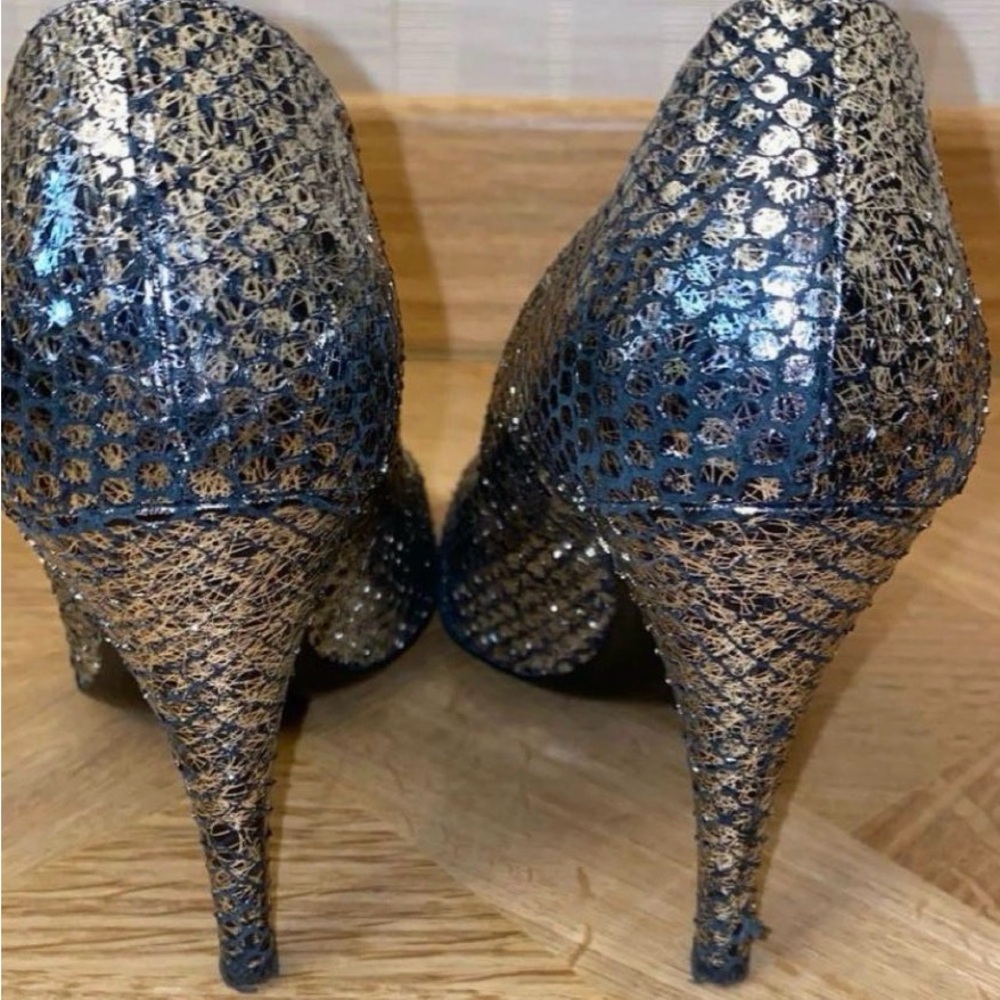 Authentic Chanel Python Leather Peep-Toe Heels - image 4